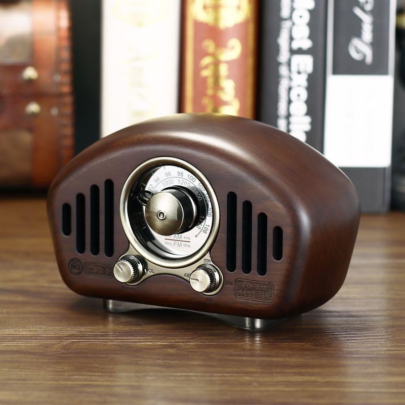 Enceinte Bluetooth Rétro Fuyin R909-A – Bois De Noyer – Radio FM – 600g
