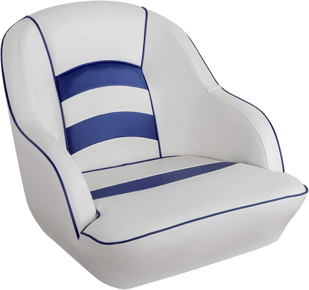 MSC Bucket Pontoon Boat Seat (White/Blue)