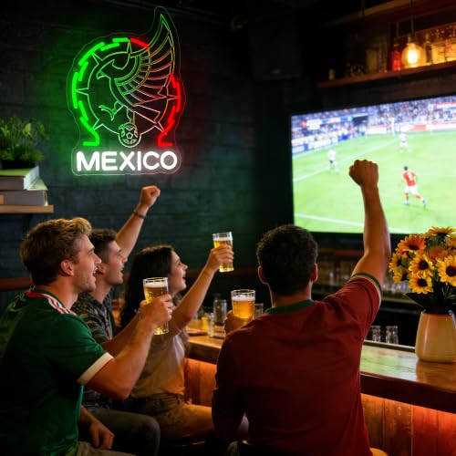 Image of Football Neon Sign for Wall Decor Soccer Team Logo LED Light for Man Cave | Dimmable football neon light, bedroom, bar, party, fans club wall decor, gifts for soccer team fans, size 15.7*11.4 in