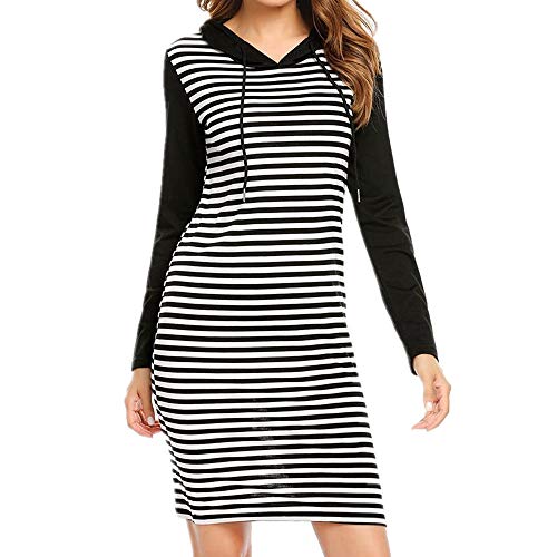 Preisvergleich Produktbild Nobrand Damen Kapuzenpullover, langärmelig, gestreift Gr. 44, Schwarz