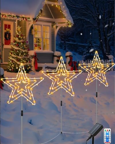 Redefun Solar Weihnachtsbeleuchtung Außen Stern 3 x 75 LED...