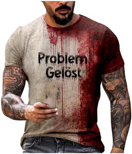 T-shirt D'Halloween Avec Imprimé « I'm Fine Blood » - Manches Courtes - Col En V - T-shirt D'Halloween Avec Imprimé Sang - Blessure De Sang - Costume D'horreur Léger - T-shirt