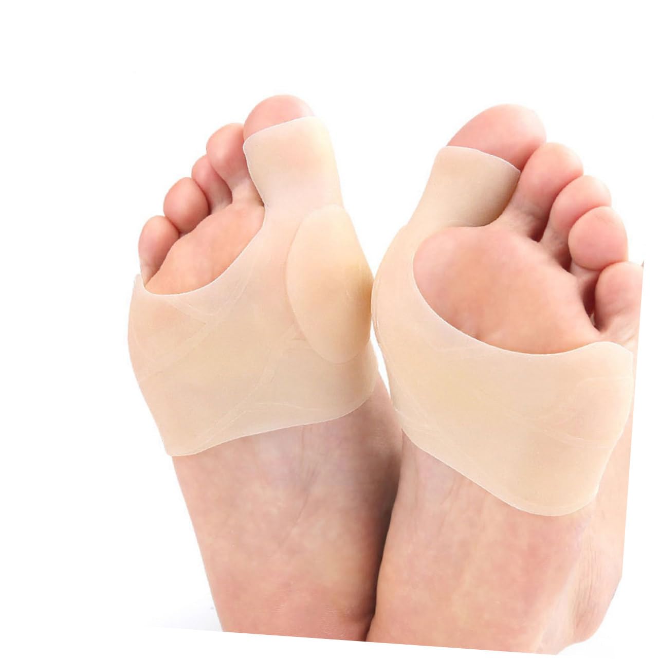 2pairs Silicone Toe Separators for Bunions Reusable Protective Toe Covers Comfortable Fit for Foot Alignment and Relief Skin Tone