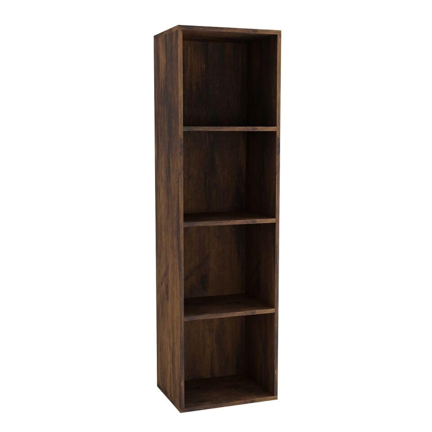 URBNLIVING Tier Wooden Bookcase Shelving Display Storage Shelf Unit Wood Shelves (Rustic Brown, 4 Shelf)