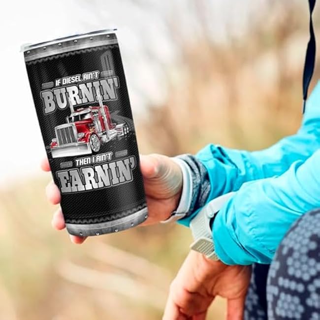 wowcugi Truck Driver 20oz Insulated Coffee Travel Mug | Stainless Steel | with Lid | Trucker Dad Gift | for Birthday, Fathers Day, Christmas