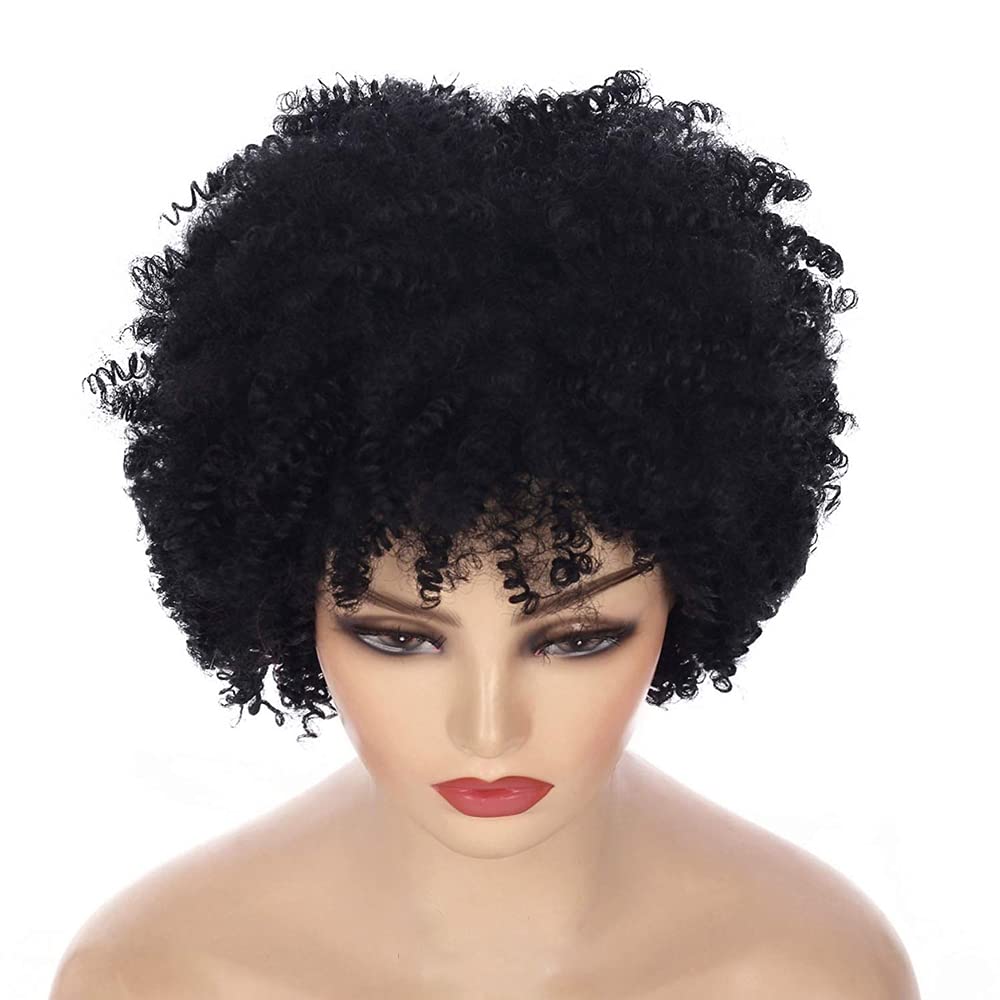 Perruque Afro Femme Bresilienne Courte Bouclée Sans Colle 8 Pouces | Glueless Wig Human Hair Vrai Cheveux Naturelle Perruques de Cheveux Humains en Pour Femmes Couleur Noir Naturel