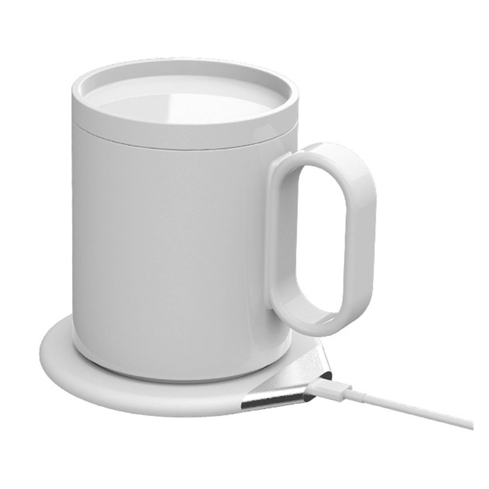 Kubek podgrzewający 350 ml, 55℃, USB-C, z podstawą bezprzewodową, samonagrzewający się kubek do kawy i mleka, do użytku w biurze i domu, czarno-biały(White)