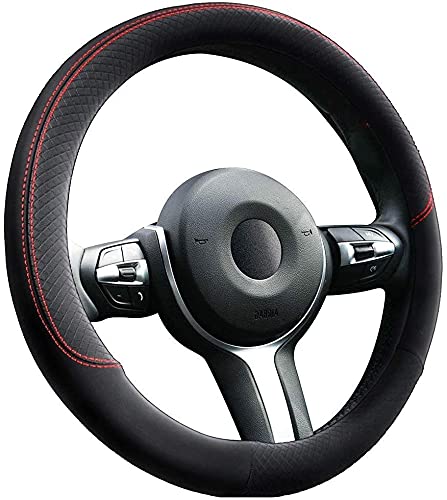 Cubierta de Volante de Coche Microfibra, Funda Universal para Volante, Funda para Volante de 38 CM/15 Pulgadas, Funda Antideslizante para Volante, Color Negro y Marrón Cover