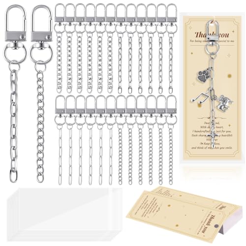 Image of Wurosi 24 Sets Keychain Making Kit for Bag Charm with Package,Silver