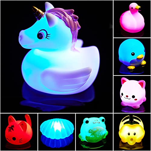 Image of Bath Toys for Toddlers Baby 8 Pack Light Up Toys - Bathtub Toy Flashing Colourful LED Light Shower Bathtime For Kids Toddler Child Infants Preschool Bathroom Bathtub Shower Swimming Pool Party Games