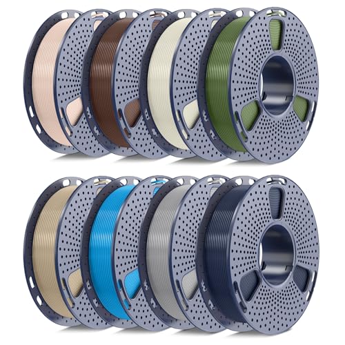 SUNLU PETG Filament 1.75mm Bundle, Individually Vacuum Packed, 250g Spool, 8 Rolls, Midnight+Grey+Cyan+Oak+Olive Green+Bone White+Coffee Brown+Beige E-petg-250gx8-midnight+grey+cyan+oak+oliv
