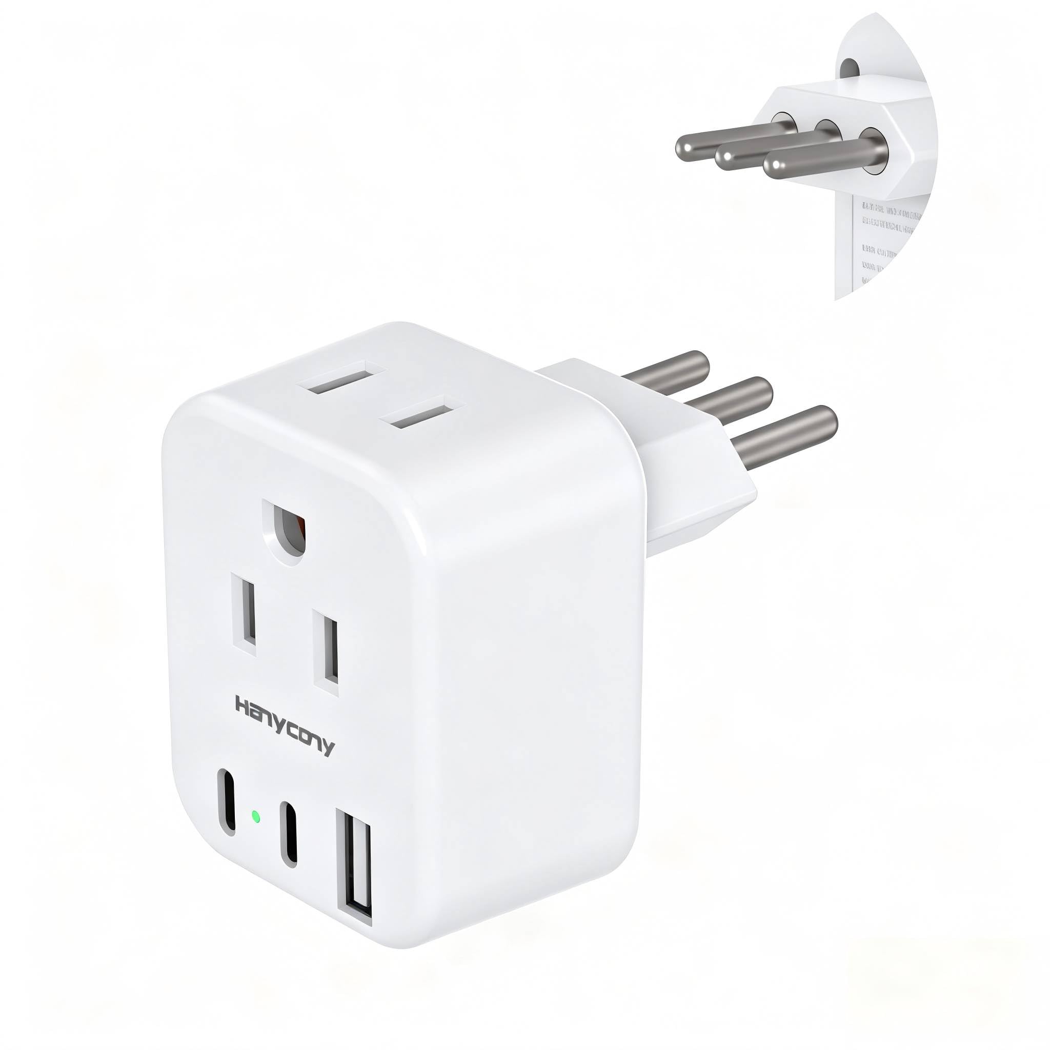 Italy Travel Adapter, US to Italy Power Adapter, Type L Plug Converter Rome