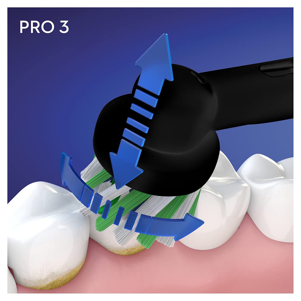 Oral-B PRO 3 3000 CrossAction Elektrische Zahnbürste/Electric Toothbrush, mit 3 Putzmodi und visueller 360° Andruckkontrolle für Zahnpflege, Geschenk Mann/Frau, Designed by Braun, schwarz