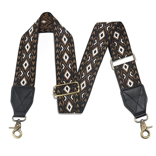 Image of LEMEDE Purse Strap,2 inch Leather End Shoulder Strap Adjustable Replacement,Retro Jacquard Multi-pattern Crossbody Bag Straps