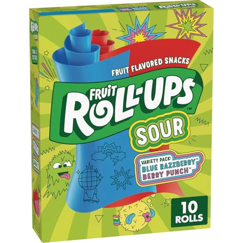 Fruit Roll Ups Sour Variety Pack Blue Razzberry & Berry Punch I 10s 5oz (141g) I US Import
