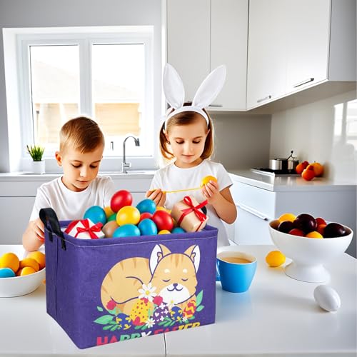 Image of Cat Easter Basket for Kid Large Empty Easter Bunny Eggs Decor Storage Basket (Cat)