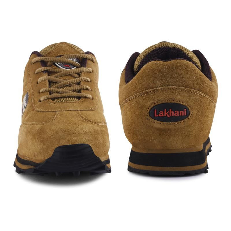 Image of Lakhani Men's Sports Shoes | Lightweight Breathable Running Shoes for Men | Leather Upper, Rubber Sole | Flexible, Comfortable Lace-Up Athletic Shoes