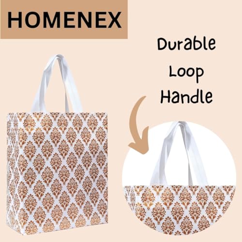 Image of HOMENEX Plastic, Canvas Whiteprint Return Gift Bags for Wedding, Shagun, Festival, Birthday and Other Occasions (Whiteprint Bag), 50 Count