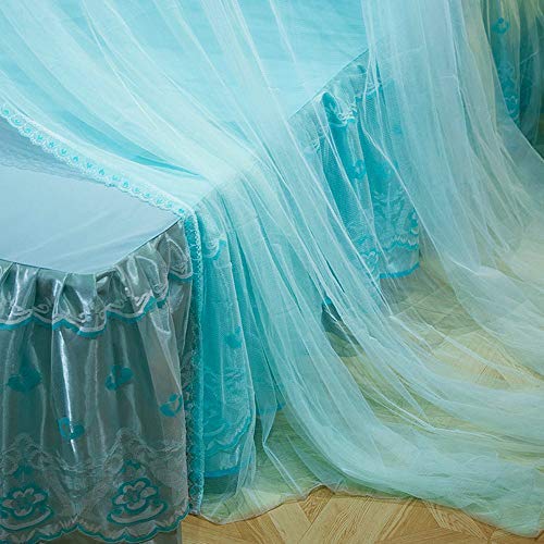 Hanging Princess Mosquito Netting Children Bedroom Luxury Round Lace Canopy with Butterfly Decor (Aqua Green)