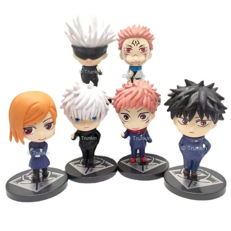 Image of Trunkin Jujutsu Kaisen Rubber Action Figures | (Set Ac) 6 Pcs Set 8-10 cms Itadori Yuji Fushiguro Megumi Kugisaki Nobara Gojo Satoru Ryomen Sukuna | Multicolor
