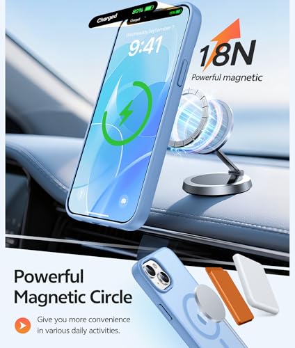 Image of FNTCASE for iPhone 15 Plus Case: for iPhone 14 Plus Case Translucent Matte Military Grade Protective Phone Cover - Slim Anti-Slip Durable Shockproof Drop Protection Cases - Light Blue