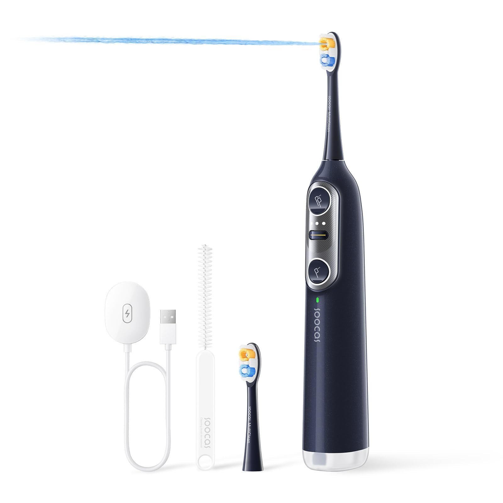 Soocas NEOS II - Electric Toothbrush with Water Dental Floss Sonic Electric Toothbrush for Adults Cordless Water Flosser for Travel Portable Oral Cleaner Up to 100% Plaque Removal Dark Violet