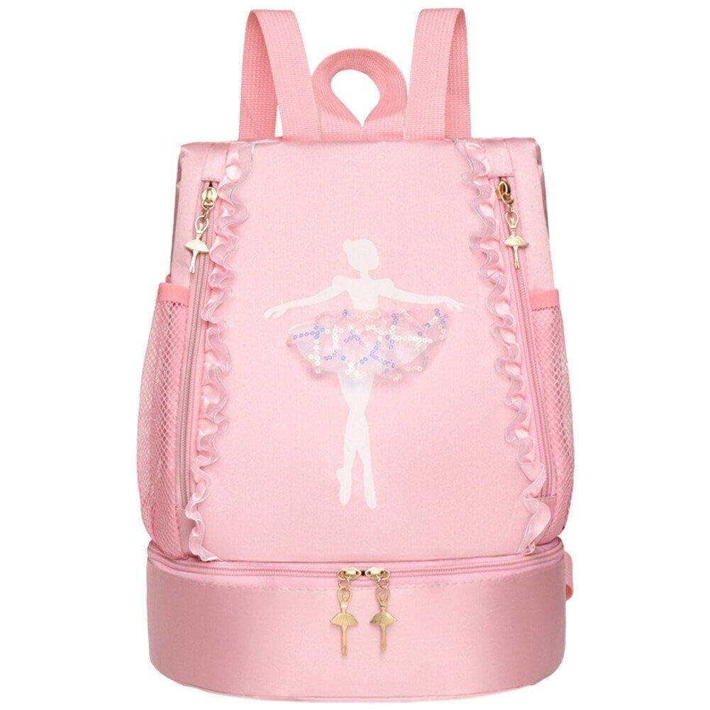 Sanfly Girls Style2 Ballet Dance Bag Pink Shoulder Bag Princess Shoes Dancewear Storage Handbag Tote Backpack For Dancer Kids