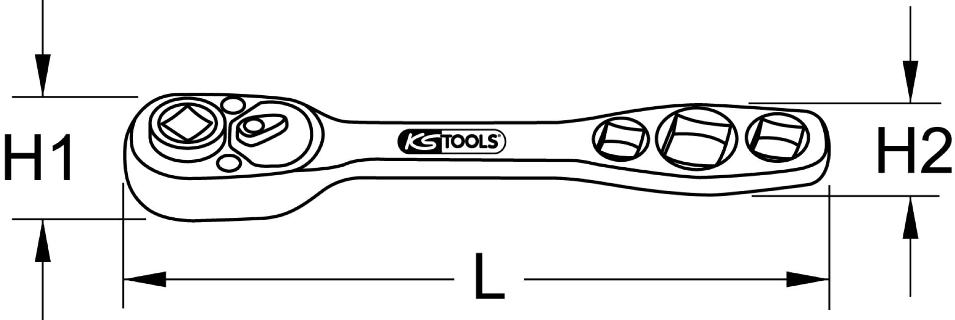 KS Tools 130.2000 1/2 Universele sleutel, vier maten, 3/8-1