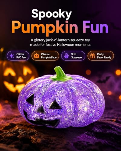 Halloween Pumpkin Stress Ball for Adults Fidget Ghost Squishy Decorations Giant Decor Squeeze Dumpling Cute Jumbo Glitter Balls Mini Slow Rise Relief Filled Pumpkins Toys Anxiety - Image 2
