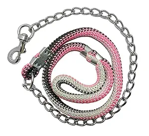 Deriz Heavy Dog Half Chain Half Leash Cord Lead Rope Large Size 15mm Thick 5ft Long for Small Medium and Large Breed Dogs