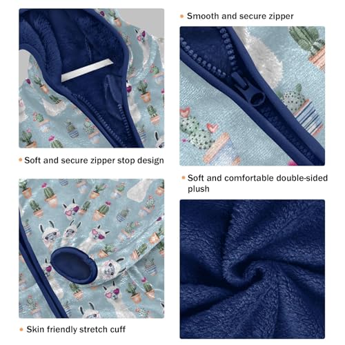 Alpaca Cactus Boys Fleece Coat,Children's Zip-Up Hoodie Jacket,Baby Warm Fashion Outerwear 3-10T,A1134253