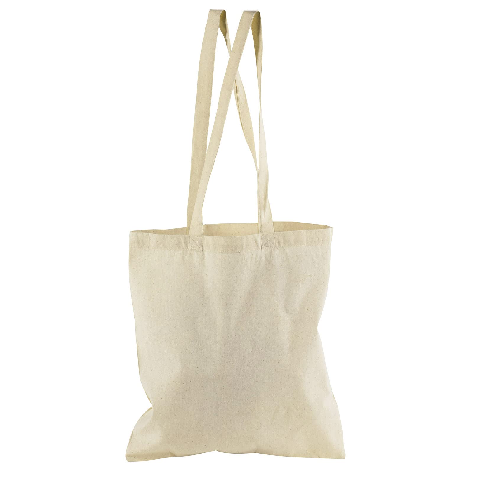 Bolsas de Algodón Reutilizables Color Natural (Lote de 100) | Totebags de 41x37 cm con Asas Largas (140g) | Ideales para Personalizar, Manualidades, Compras, Comercios y Eventos Publicitarios