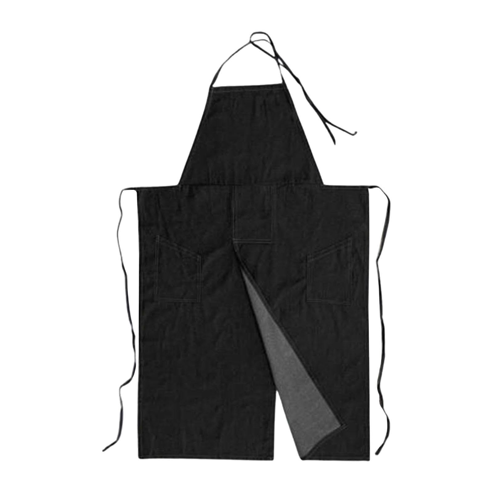 Tablier de poterie à jambes fendues noir avec poche outils