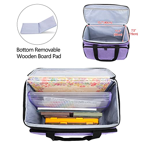 Yarwo Scrapbook Bag On Wheels, Rolling Scrapbook Storage Tote With Detachable Trolley, Purple #TOP1