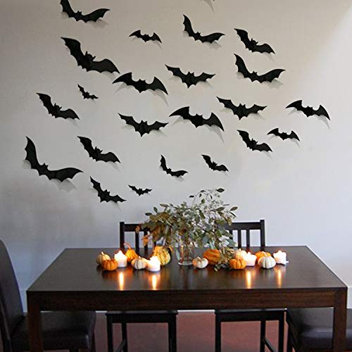 68Pcs Bat Wall Decor, Halloween Decorations 3D Bats Wall Decor Realistic PVC Bats Stickers for Outdoor DIY Home Decoration Party Supplies2