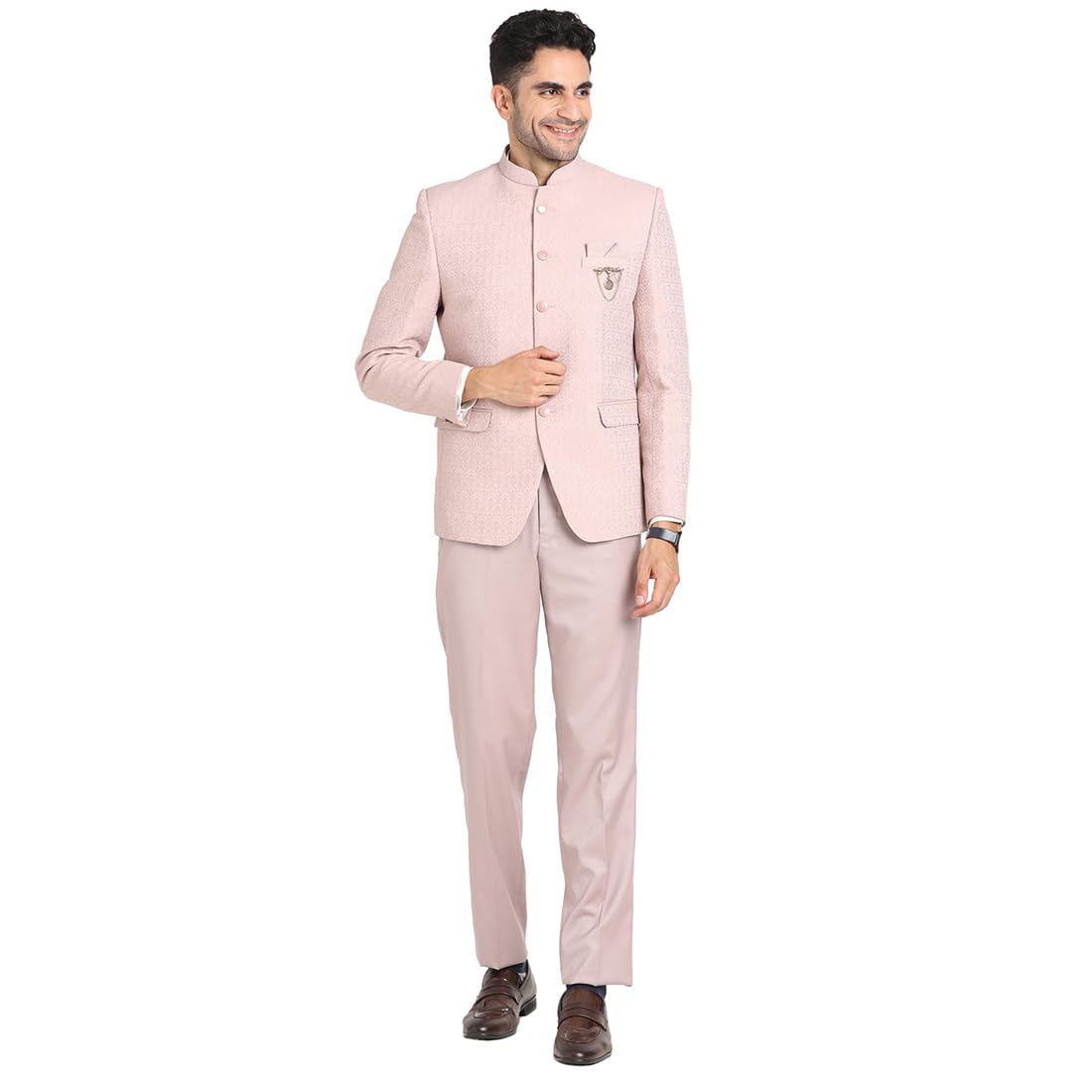 turtle Men Terry Rayon Jacquard Light Pink Party Suit (2 Piece)||Men’s Bandhgala Suit-picture-18