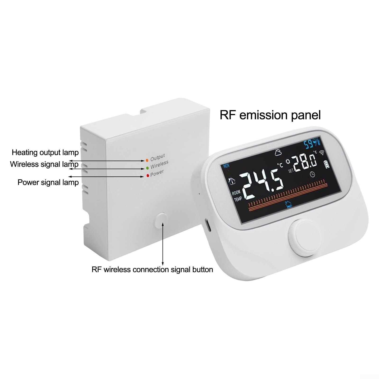 Termostato de Caldera Inteligente e Inalámbrico con Wifi para Hogar, con Control de Aplicación Remota, Períodos Programables y Pantalla Meteorológica Interior (WiTH3-WIFI)