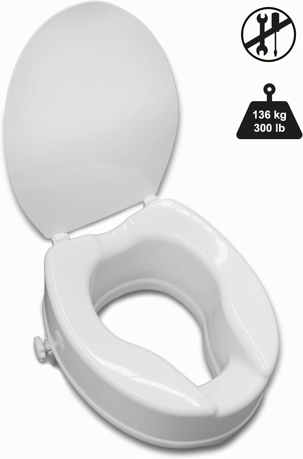 PEPE Mobility - Toilettensitzerhöhung mit Deckel 10cm, Weiß