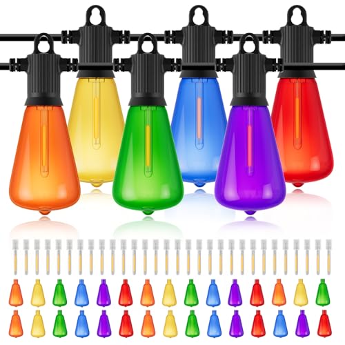 ZOTOYI Bombillas Accesorio ST38 para Guirnaldas LED de Jardín con Alimentación de Red – 30 Unidades IP65 en 6 Colores para Patio Trasero/Bistro/Bodas/Navidad/Halloween