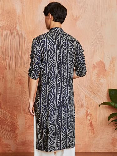Image of VASTRAMAY Men's Cotton Bandhani Printed Kurta - Stylish Ethnic Wear for Festive & Occasions