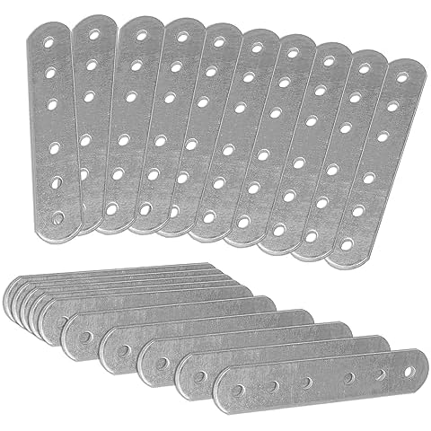 OMIdeas 20 x Connecting Plates Straight Repair Joining Fixing Mending Flat Bracket Brace Shelf Support Metal Galvanised Connector Cover