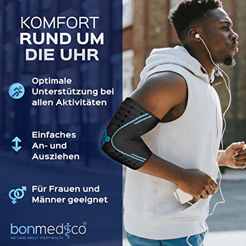 bonmedico Ellenbogenbandage, Tennisarmbandage, Ellenbogenbandage für Damen und Herren - 1 Stück, Grau, M