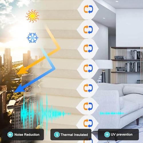 Changshade Cordless Cellular Shades,Honeycomb Shades for Windows,Pull Down Pleated Blinds,Easy to Install for Indoor Windows and French Doors,Beige,24" w x 50" h — view 4