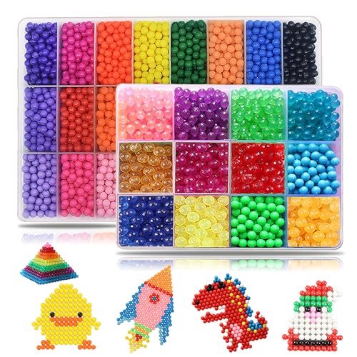 KACAGA 8500 Beads Non-Iron Magic Fuse Beads Kit 5mm 36 Colors No Heat Bead Creative Refill Set DIY Toys for Kids