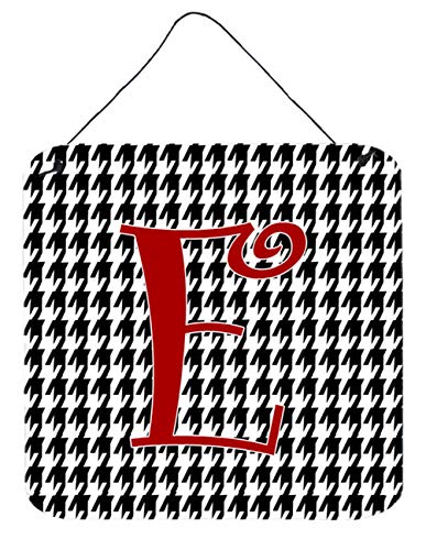 Caroline's Treasures CJ1035-EDS66 Letter E Initial Monogram - Houndstooth Black Wall or Door Hanging Prints Aluminum Metal Sign Kitchen Wall Bar Bathroom Plaque Home Decor, 6x6, Multicolor