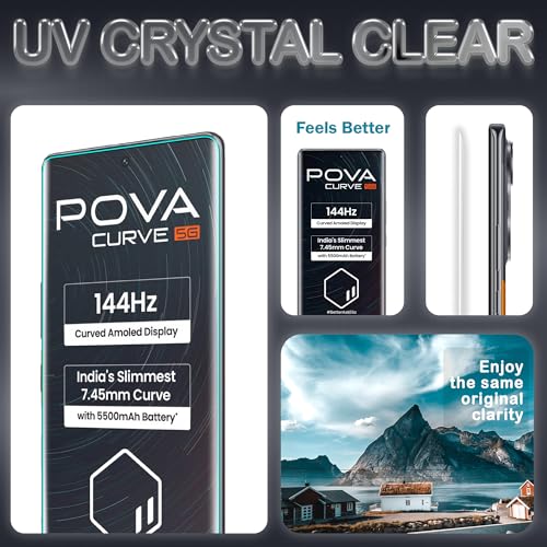 Image of ArmourPro Military Grade UV Tempered Glass Screen Protector for Tecno Pova Curve 5G (6.78 Inch) With Easy Installation Kit| Edge-To-Edge Protector Coverage |Crystal Clear