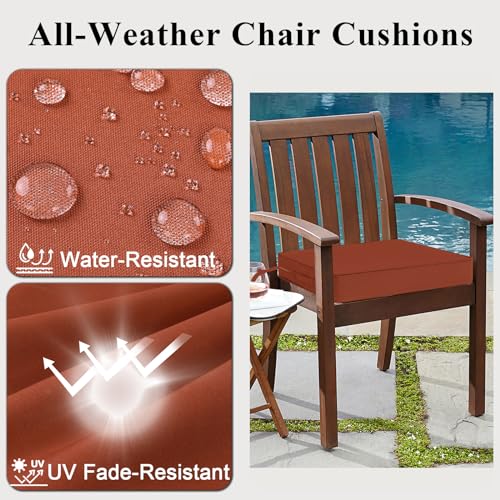 Mjiaidea Outdoor Chair Cushions Set Of 2 For Patio Furniture 19X19X4 Inch Waterproof Patio Chair Cushion 3 Year Color Fastness Square Elastic Foam Garden Sofa Couch Pads With Ties And Handle,Spice thumb #4