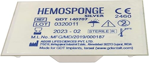 Miniatura 2 de ImplantDent Esponja estéril de plata absorbible Hemosponge - Cubierta Oclusiva Dental para reparación dental, cuidado bucal e higiene dental - Larga