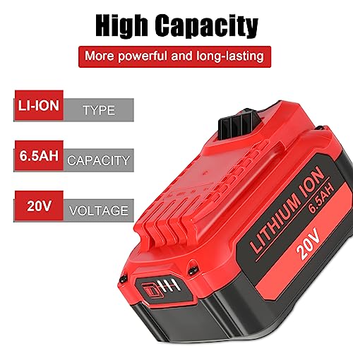 KUNLUN 2Pack 6.5Ah V20 Lithium Ion Batteries for Craftsman 20V Max Tools