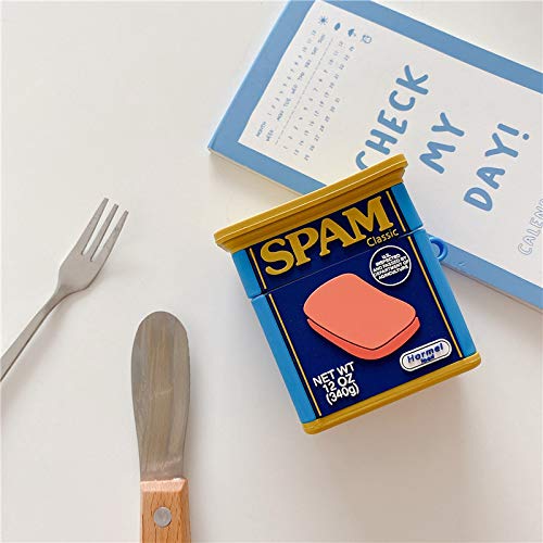 LEWOTE Case Funny Cute Cover Compatible for Apple Airpods 1&2[Dessert Food Series][Best Gift for Girls Boys or Couples](Canned Beef)